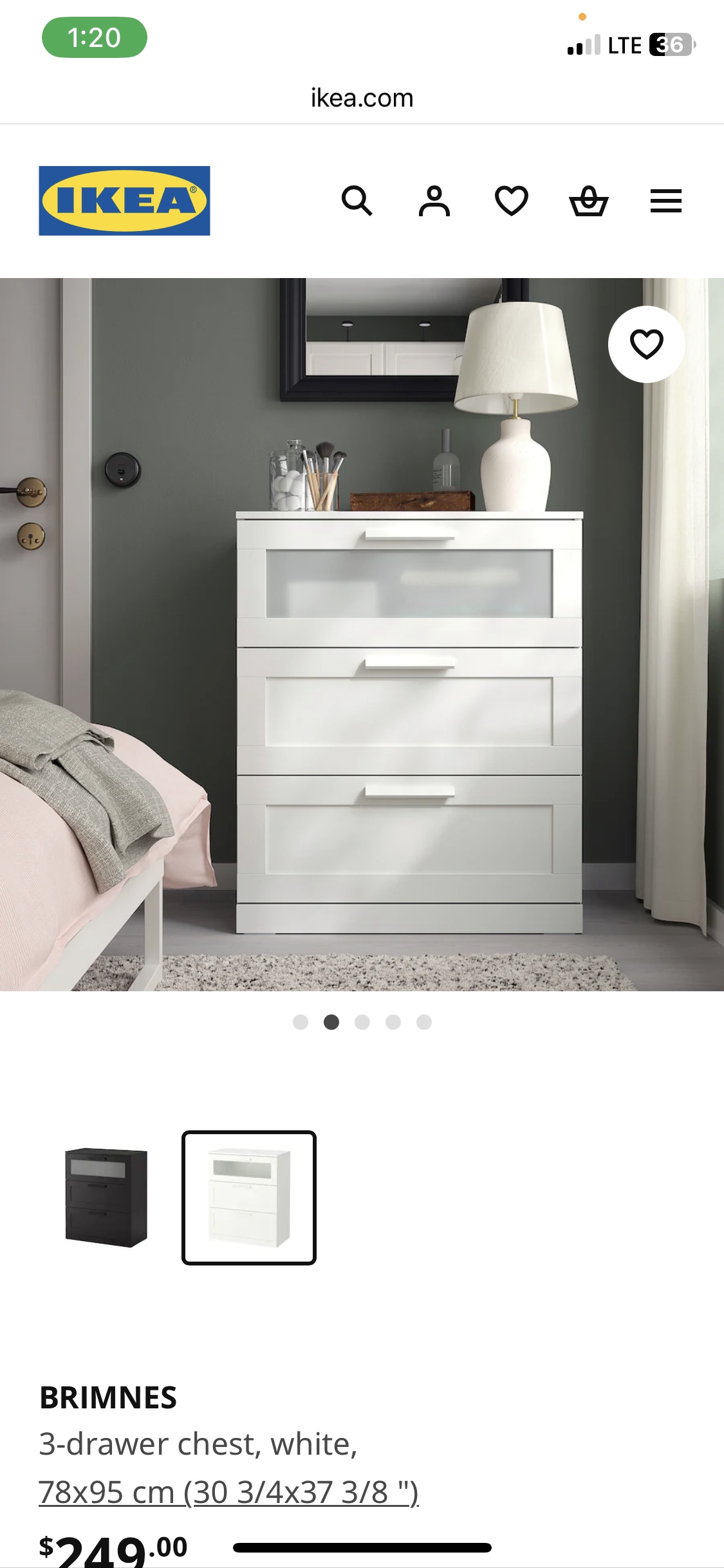 IKEA BRIMNES 3-drawer chest, white