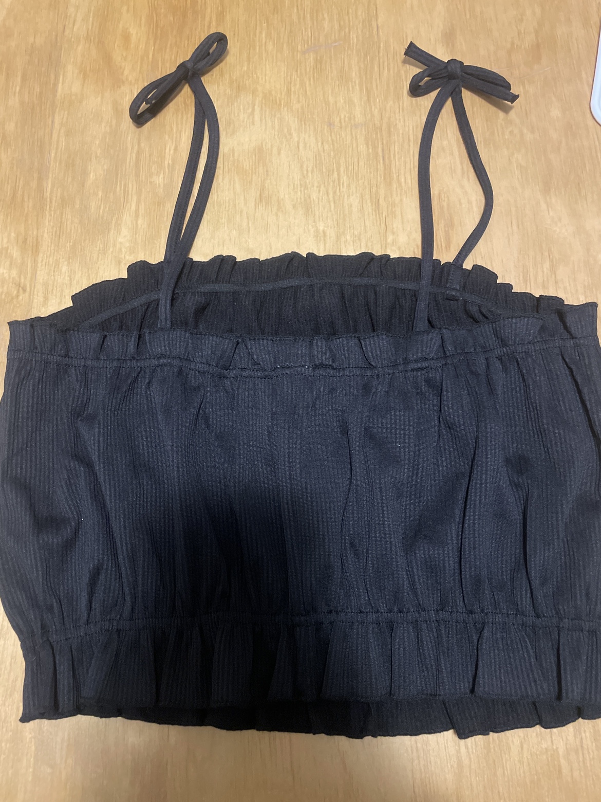 Black Ribbed Crop Top with Straps - photo 2