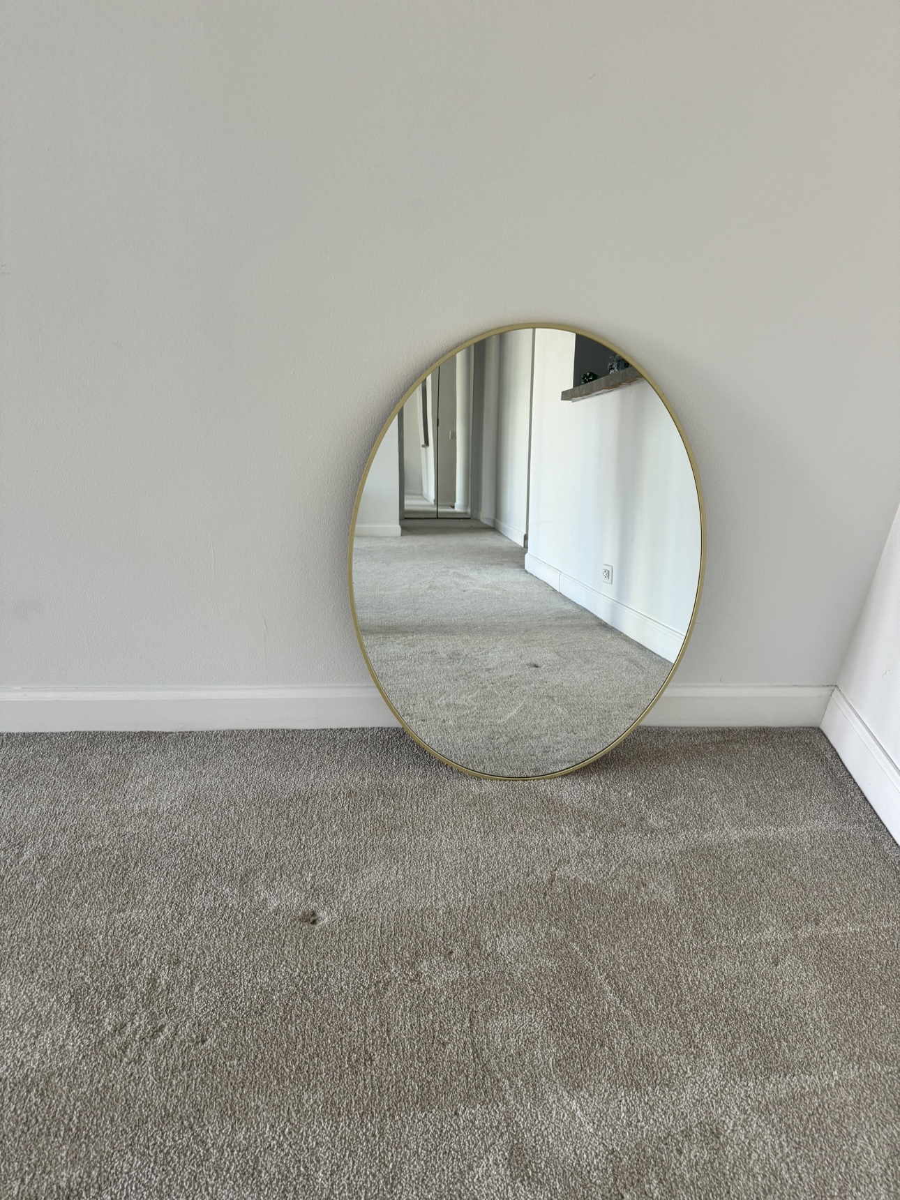 Mid-Century Modern Brass Bathroom Vanity Light Fixture & Mirror