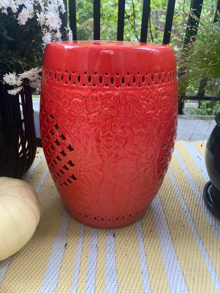 Orange  Garden Stool Drum.