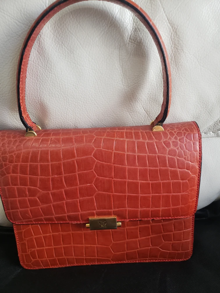 Vintage Givenchy Crocodile Embossed Leather Handbag