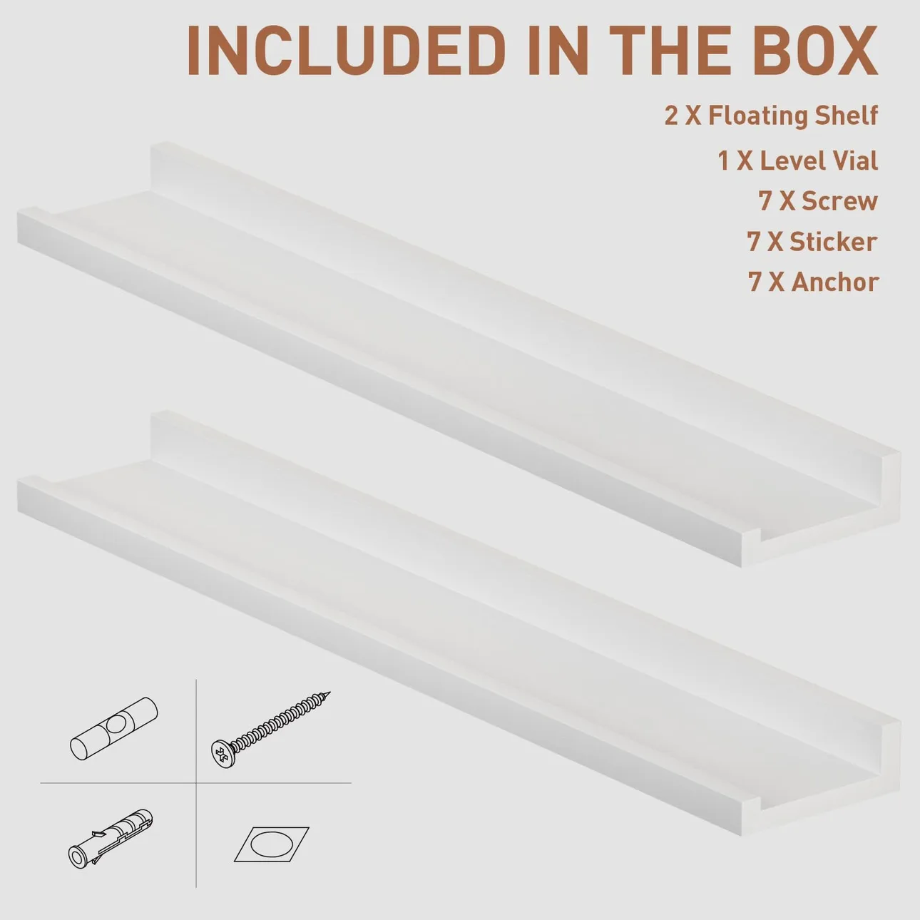 BNIP Set of 2 Floating Shelves 31 Inch image indicator(4)