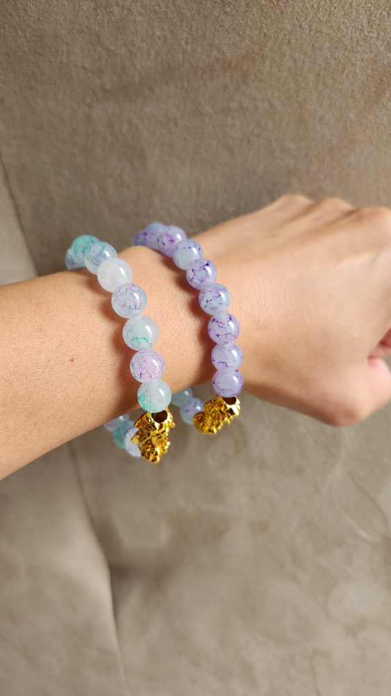 Beaded Bracelets with Gold Lion Charms