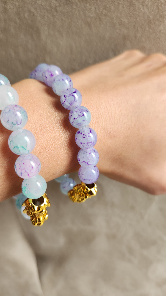 Beaded Bracelets with Gold Lion Charms - photo 4