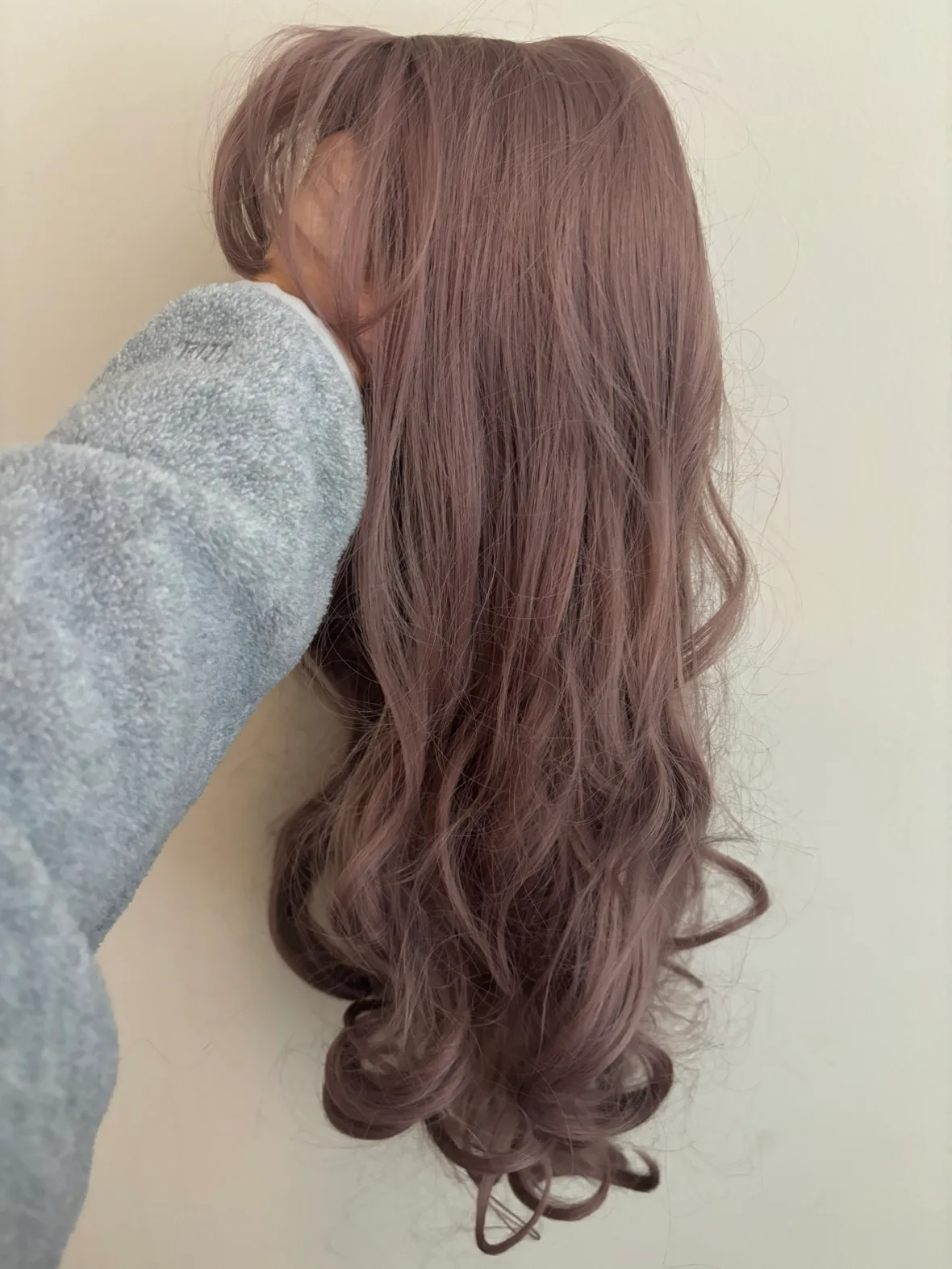 Ash Pink Synthetic Wig with Bangs image indicator(5)