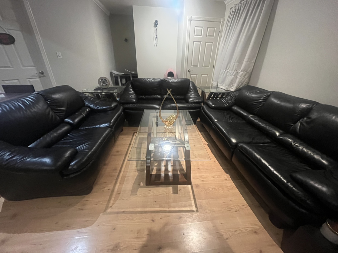 Leather Sofa Set with Coffee Table