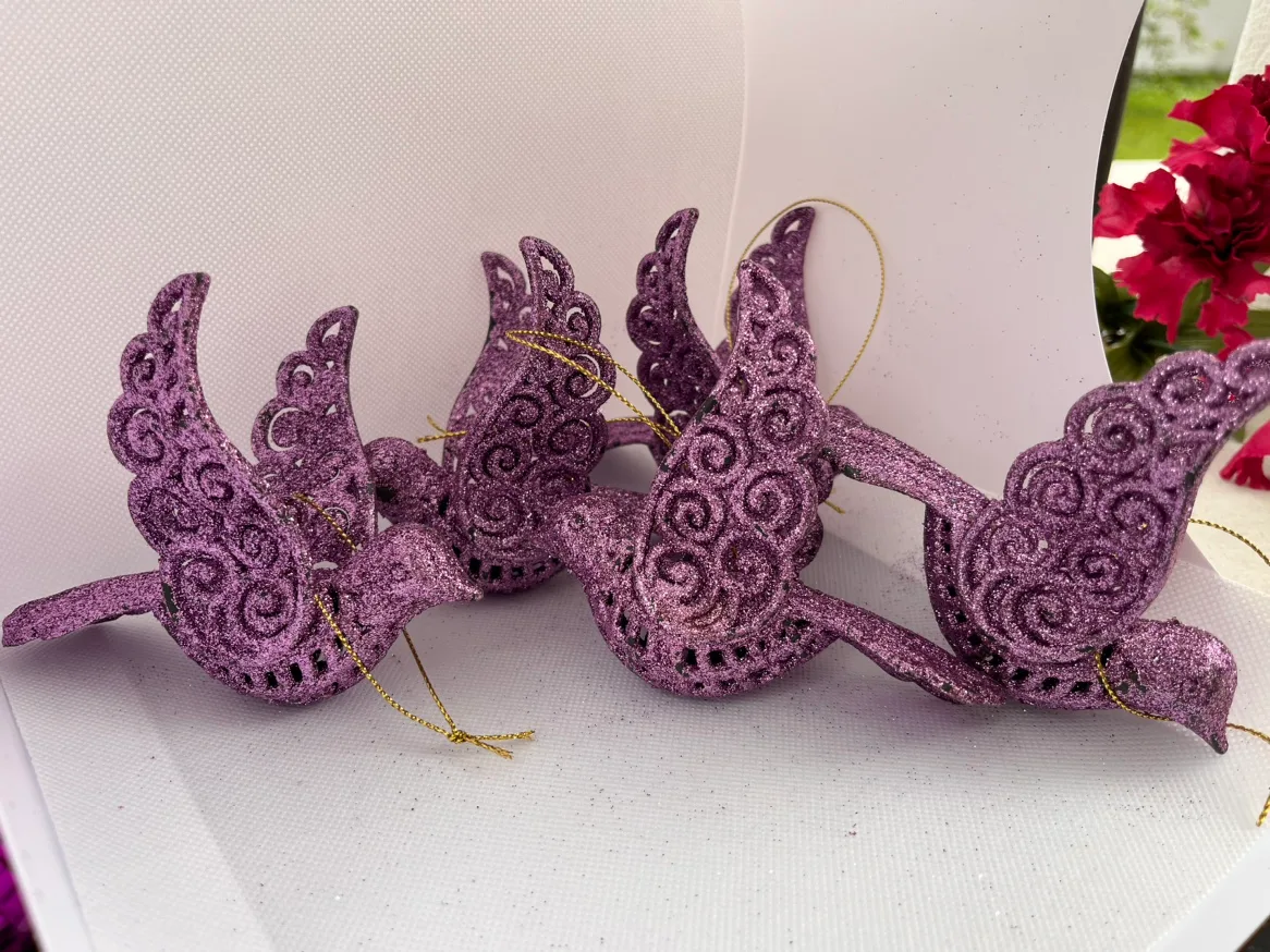 Purple Glitter Dove Ornaments image indicator(3)
