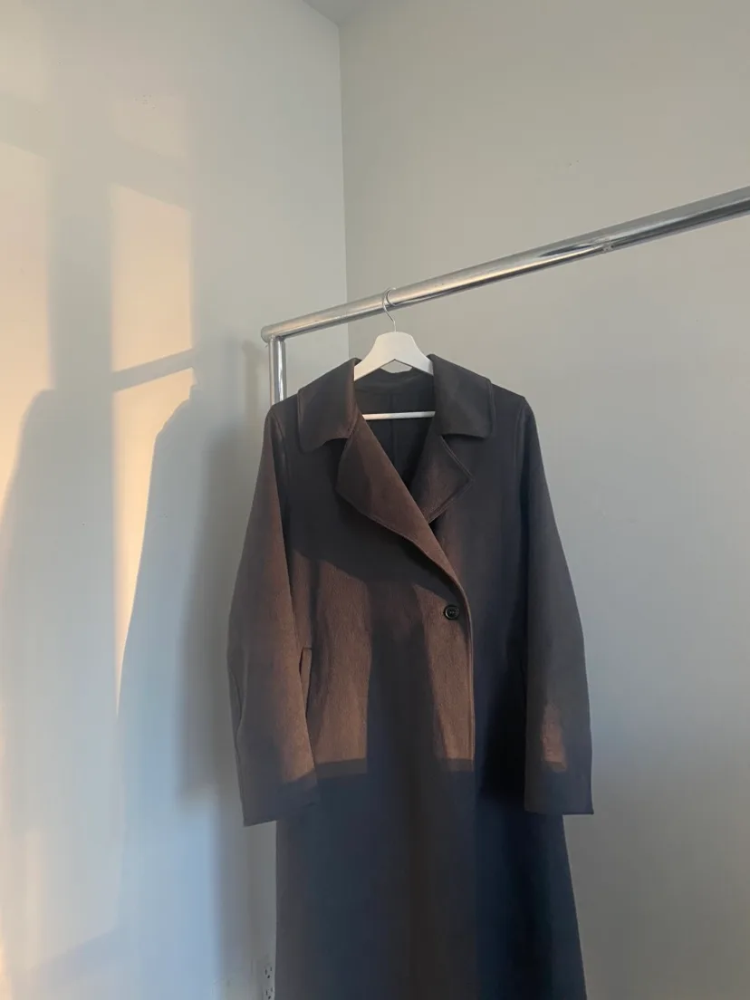 Uniqlo Charcoal Grey Wool Blend Long Coat image indicator(3)