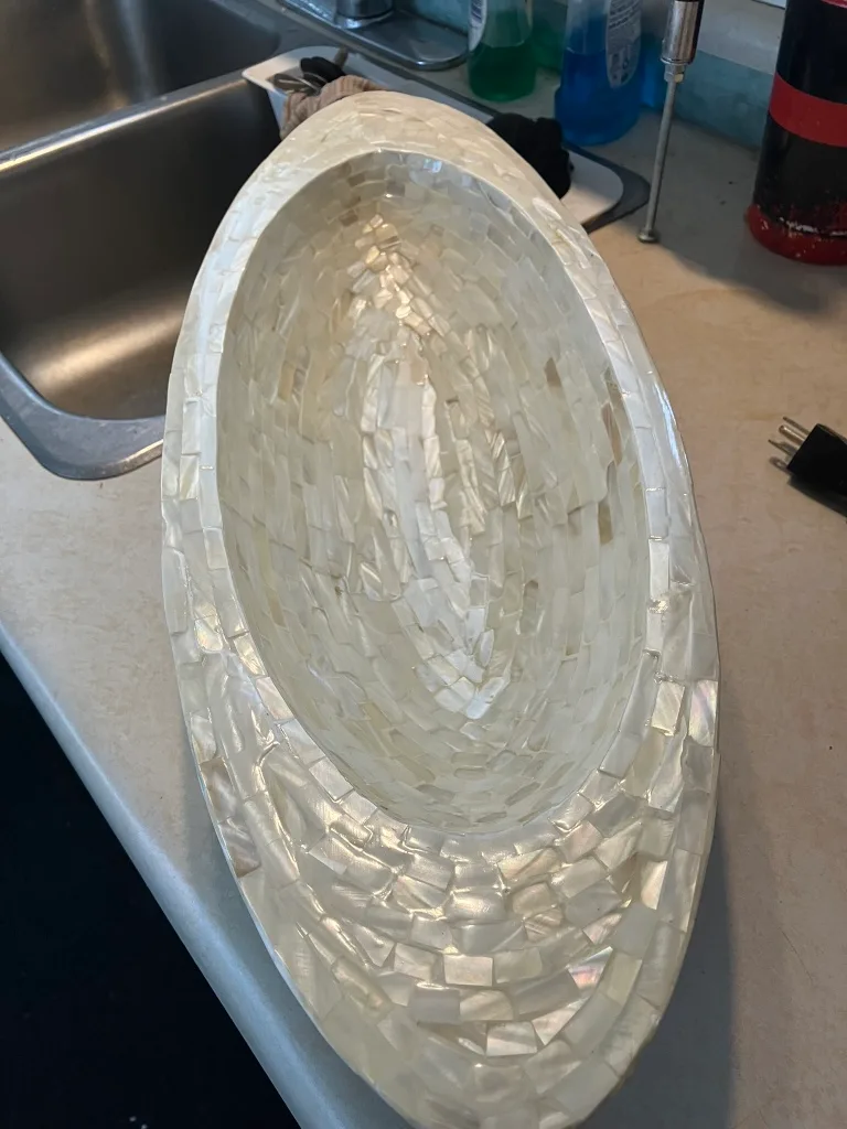 Large White Mother of Pearl Serving Dish image indicator(2)