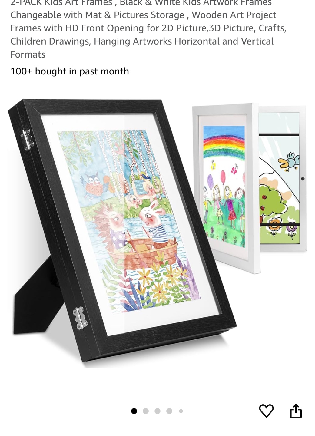 2-Pack Kids Art Frames, Black & White Kids Artwork Frames - photo 2