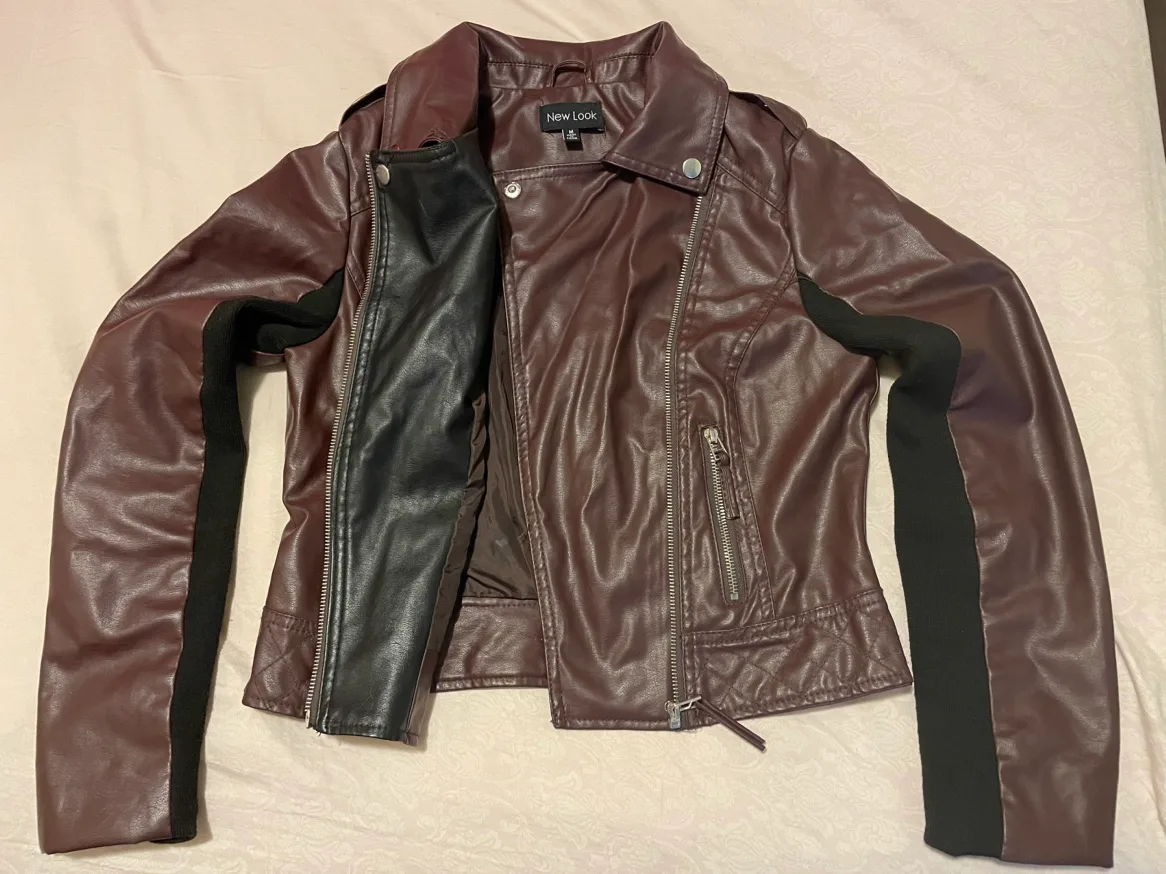 Burgundy Faux Leather Jacket image indicator(2)