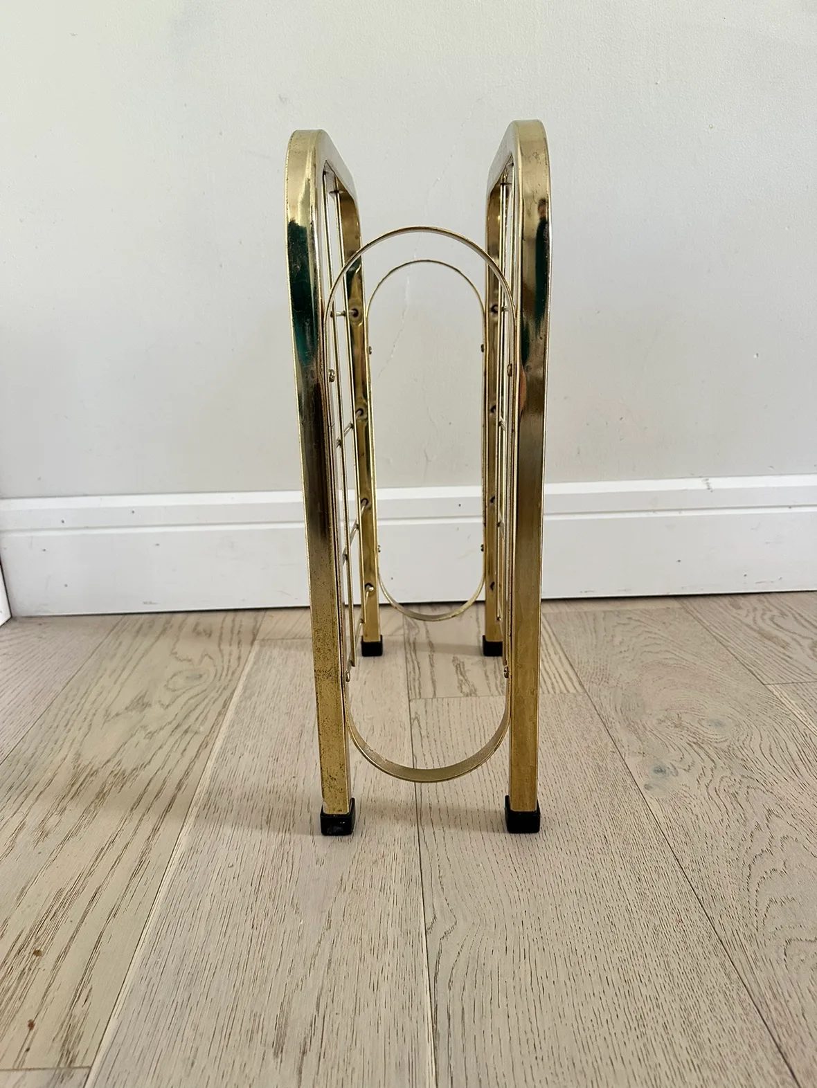 Vintage mid century modern Brass Magazine Rack image indicator(5)