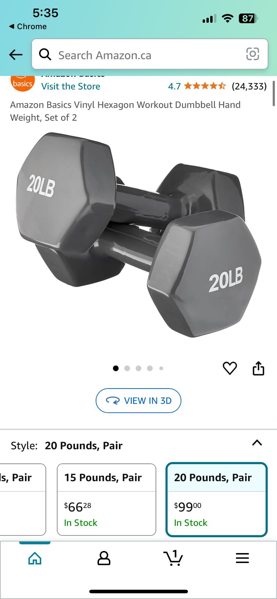 Amazon Basics Vinyl Hexagon Workout Dumbbells