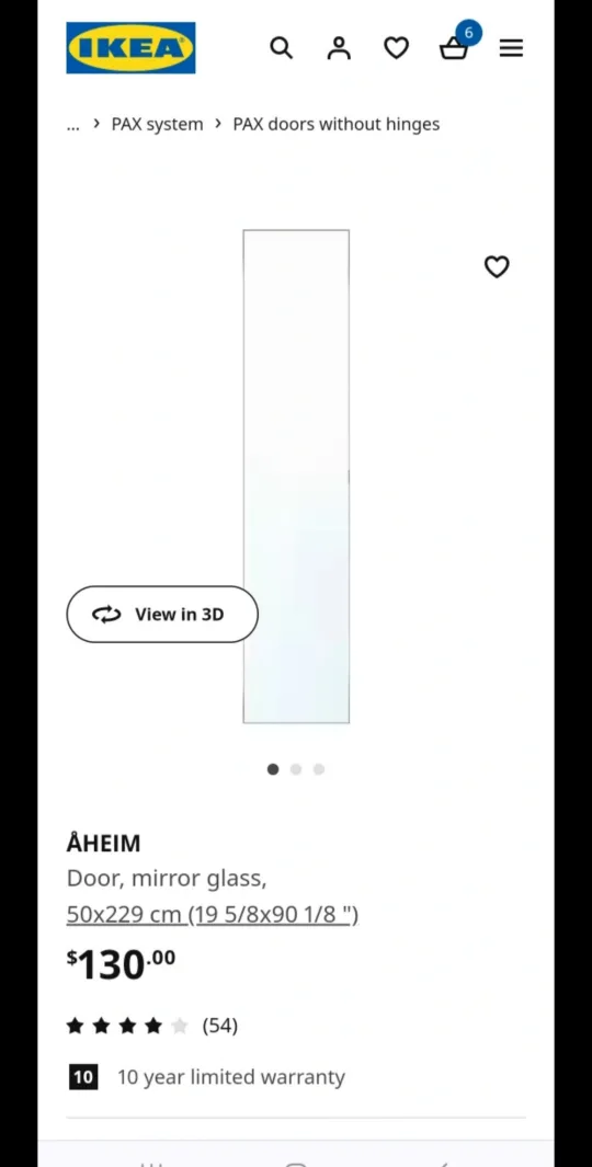 IKEA  ÅHEIM, Mirror Glass doors set of 2, 50x195cm image indicator(2)