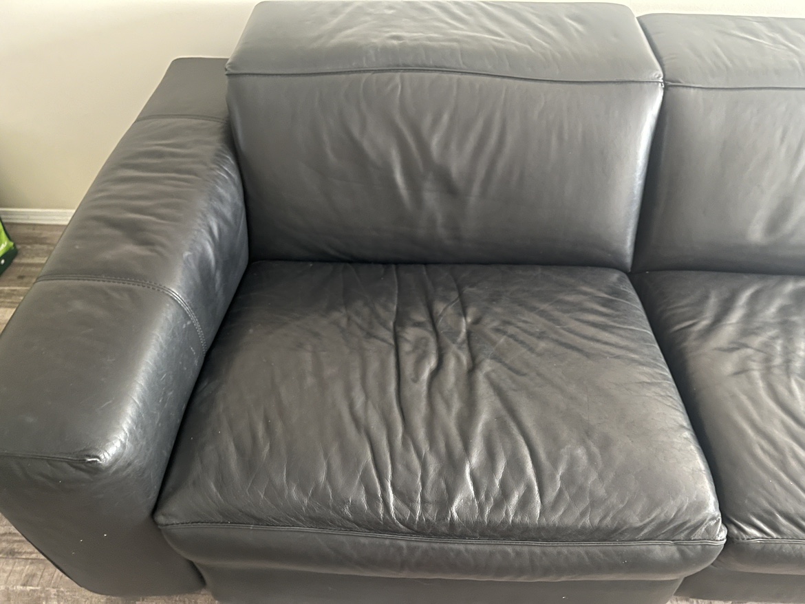FREE Black Leather Recliner Sofa - photo 3