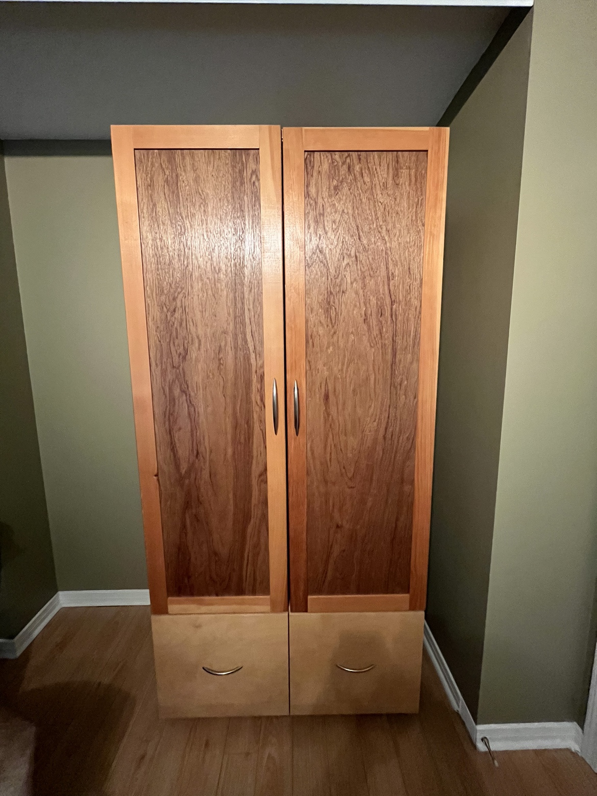 Wooden Wardrobe with Two Drawers