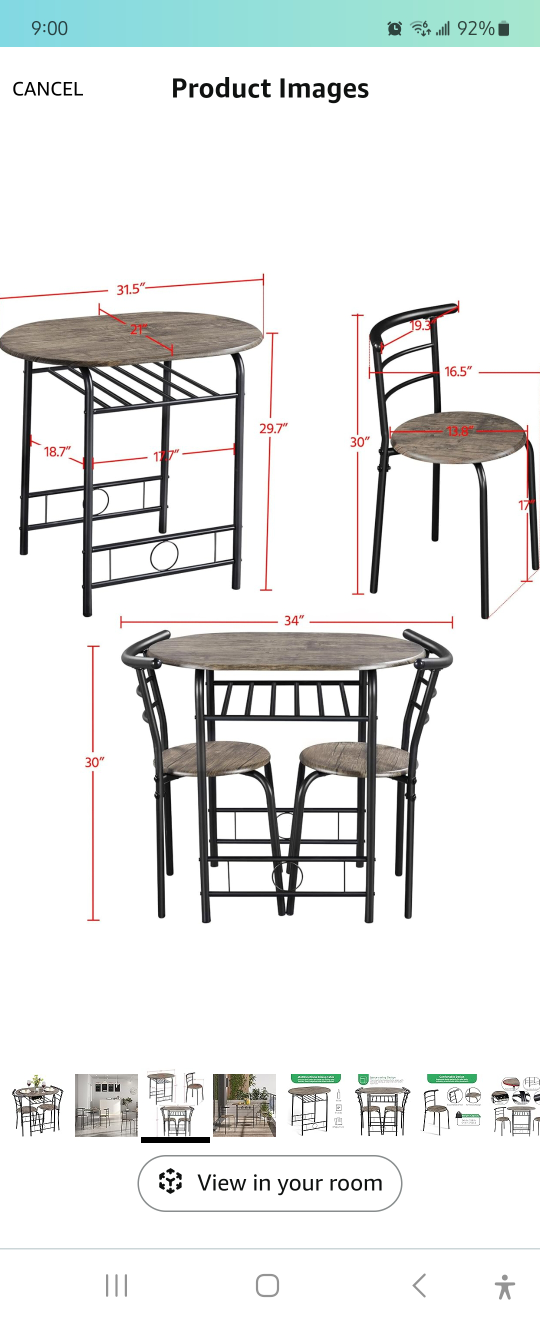 Kitchen Table Set with 2 Chairs - photo 2