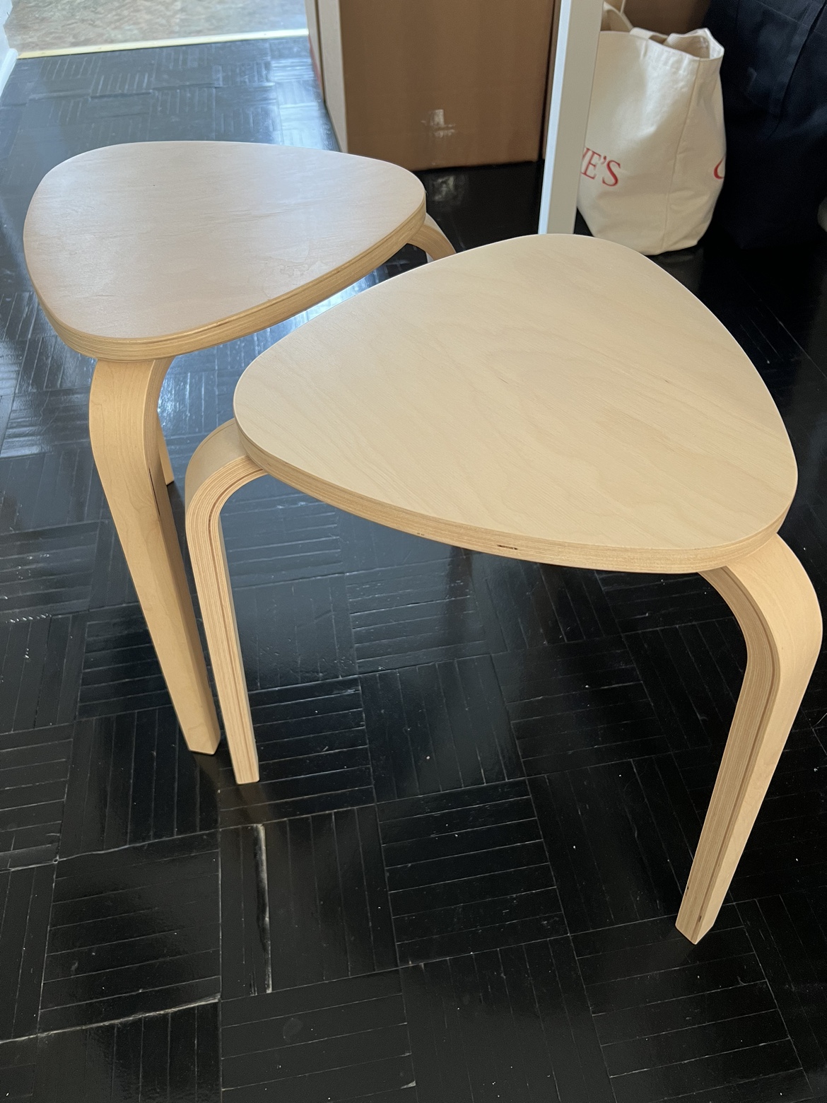Set of 3 IKEA Triangular Wooden Stools