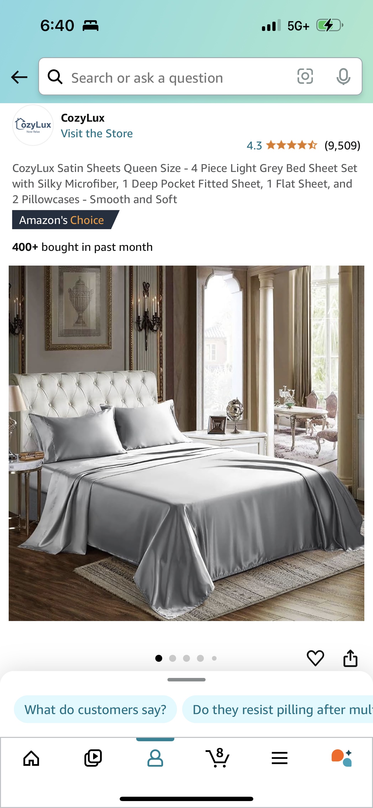 Silver Satin bed sheets + 2 pillow cases - photo 2
