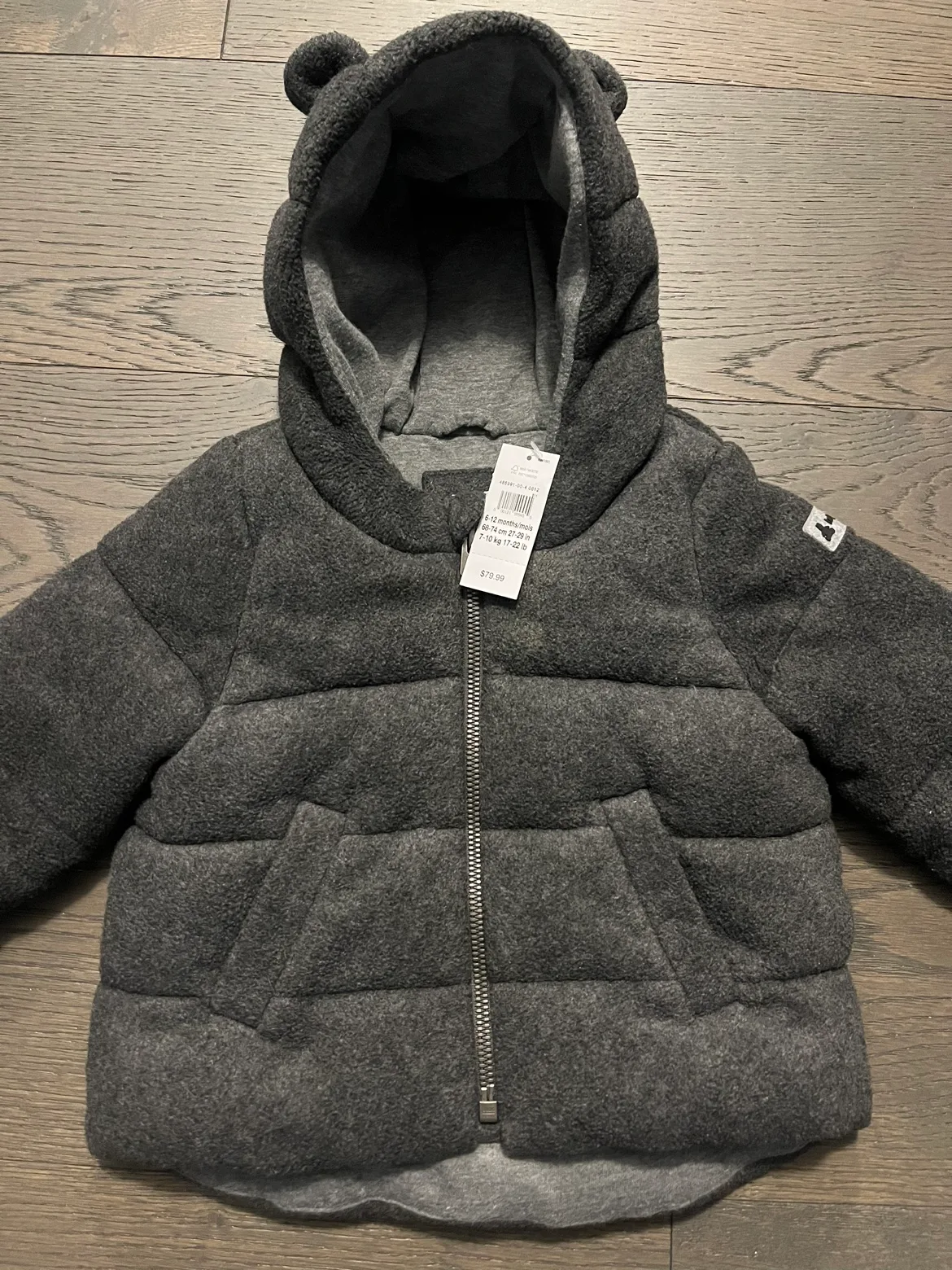 Baby gap gray fall baby jacket 6-12M NWT Ret $90 image indicator(2)