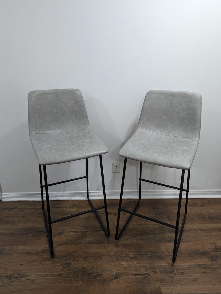 Set of 2 Grey Bar Stools, 30 inch