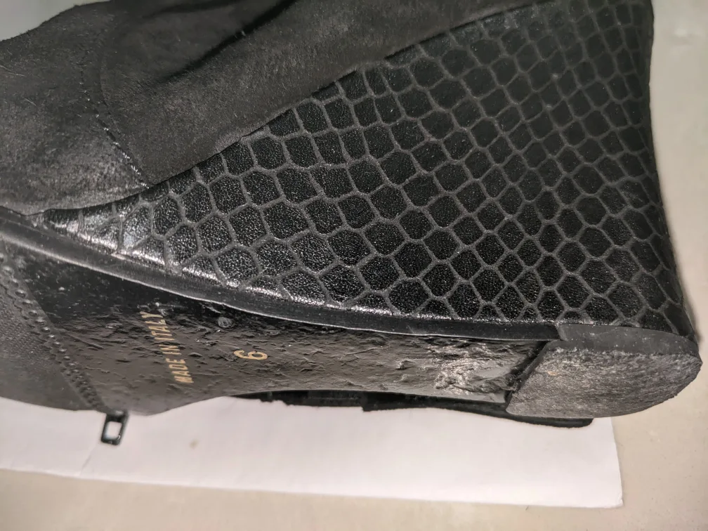 Real Leather Black Suede Wedge Boots Italian style image indicator(3)