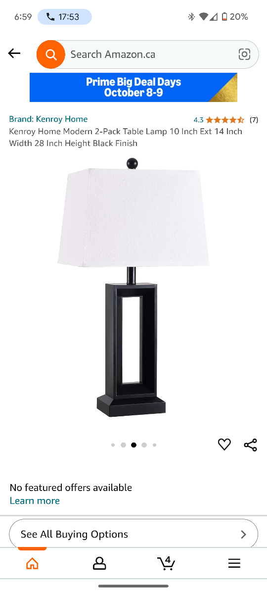New Kenroy Home Modern 2-Pack Black Table Lamps - 28” Height - photo 2