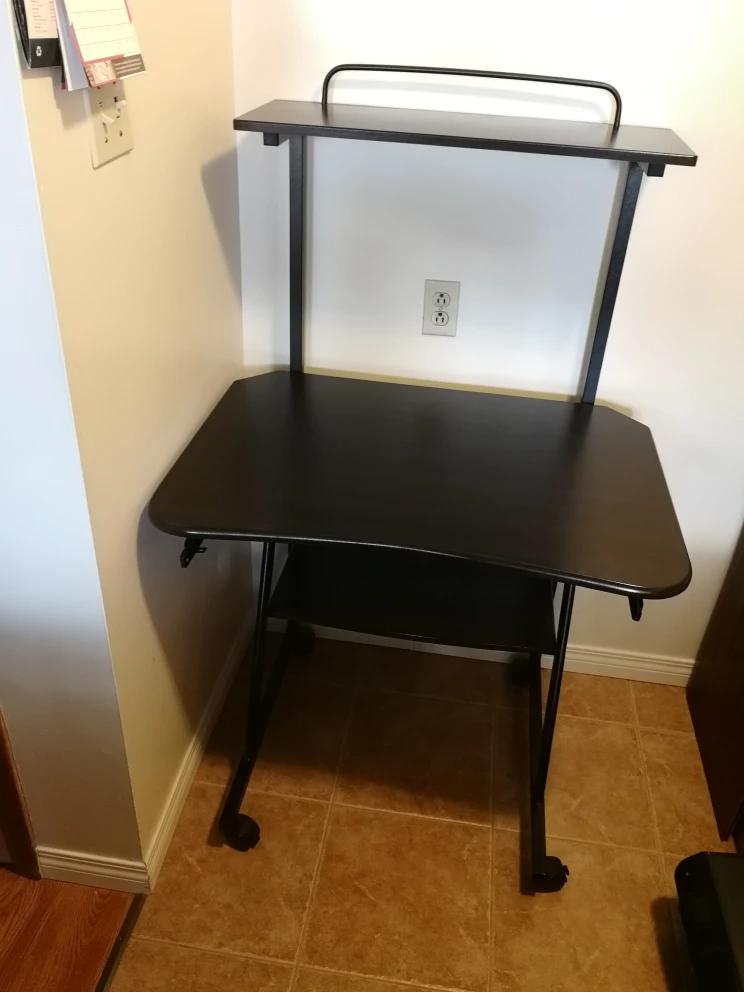 Black framed dark brown Computer Desk With Chair