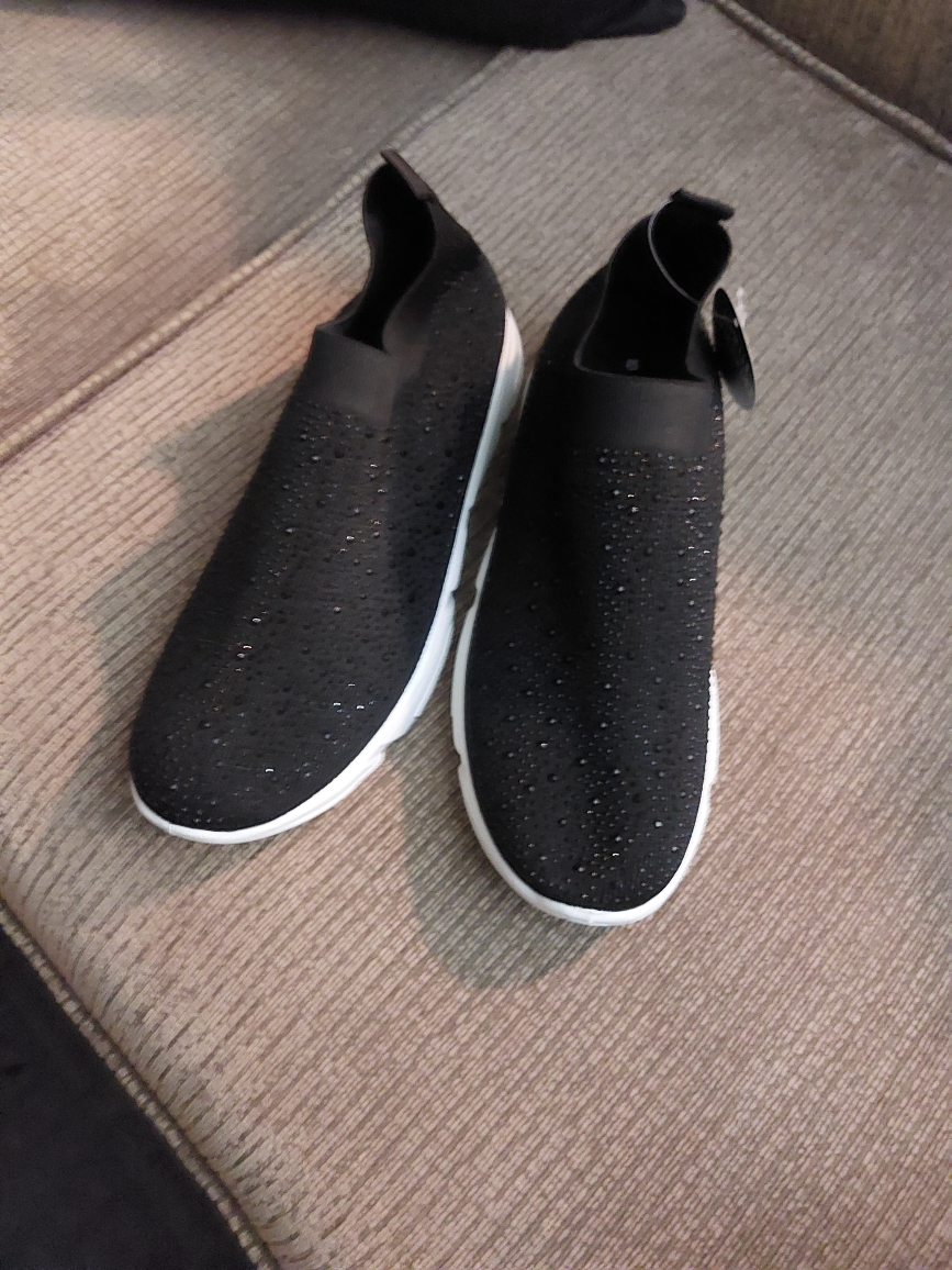 Black Slip-on Sneakers with Rhinestones - photo 2