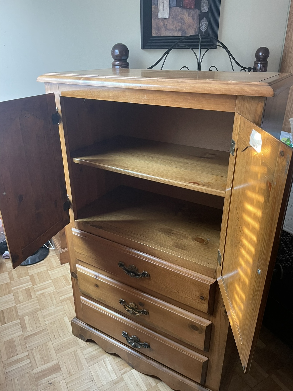 Pine Wood Armoire with Drawers - photo 4