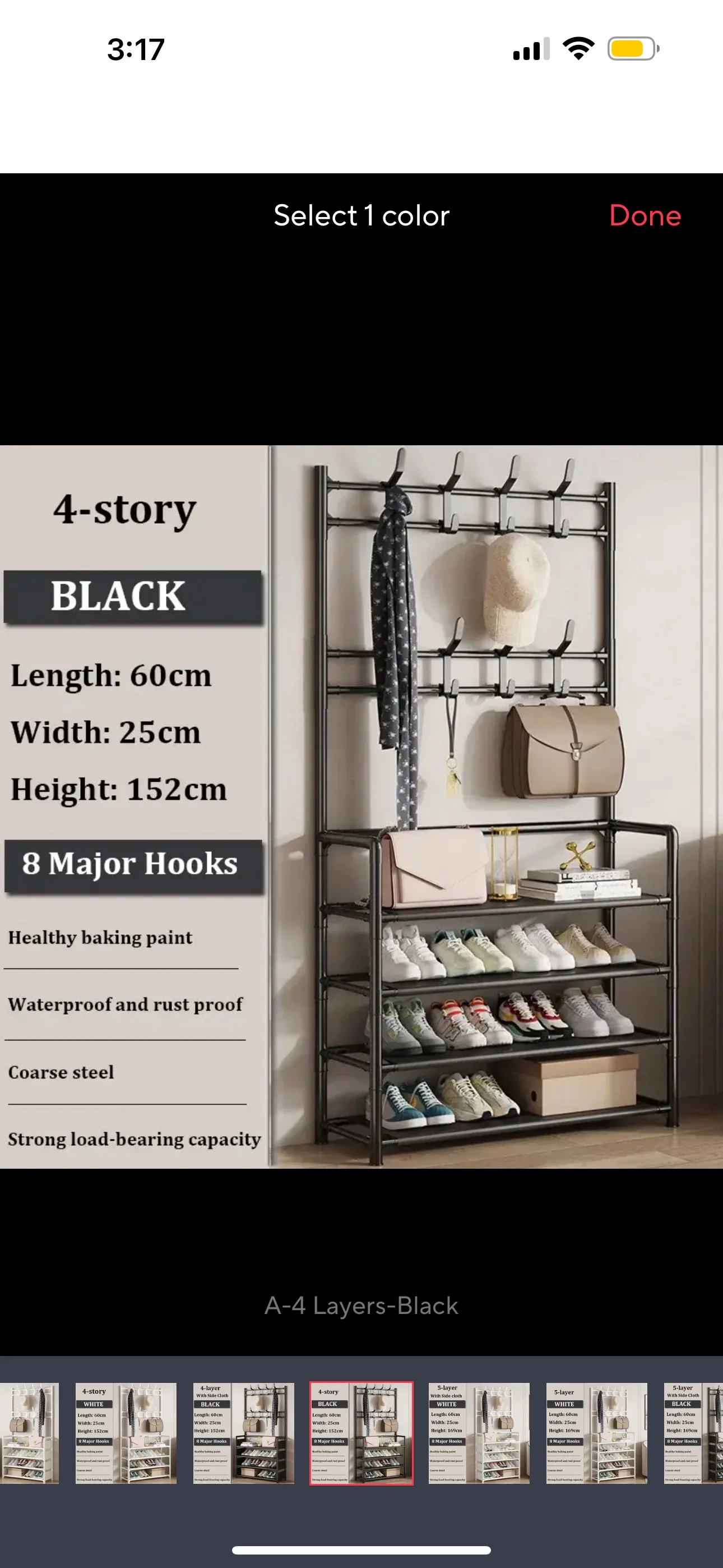 4-Tier Shoe Rack with Coat Hooks, NEW image indicator(5)