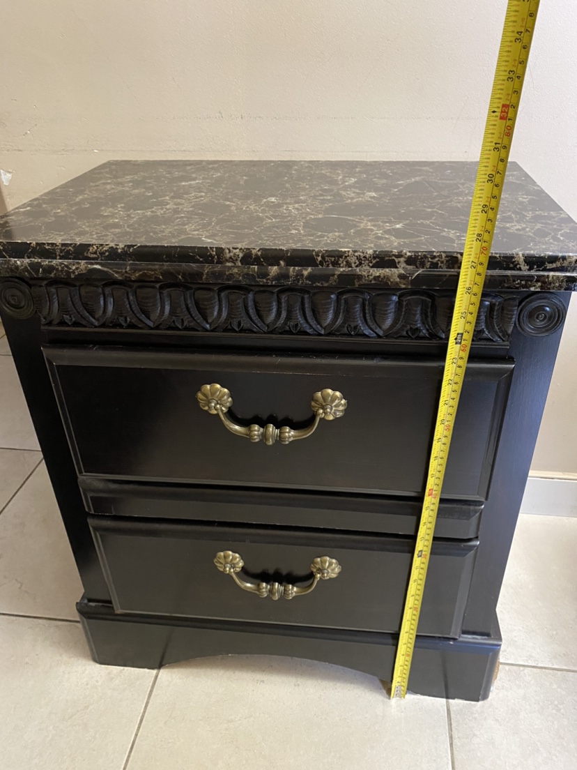 Black Nightstand with Marble Top - photo 3