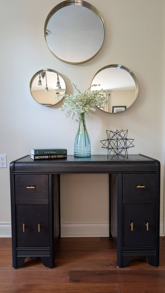 Vintage Newly Painted Black Table or Desk