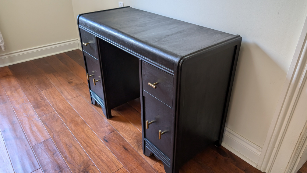 Vintage Newly Painted Black Table or Desk - photo 2
