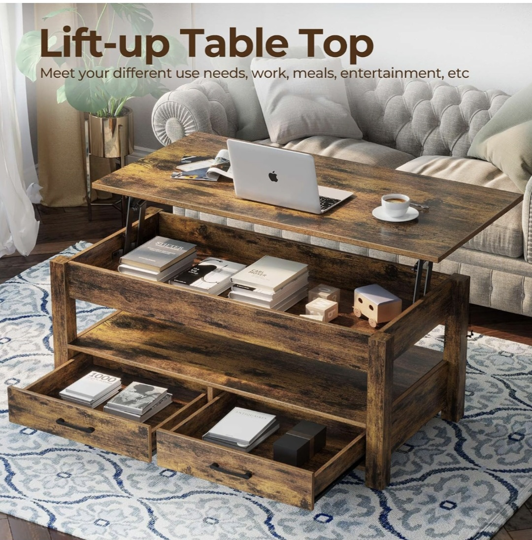 Lift-Top Coffee Table with Storage - photo 2
