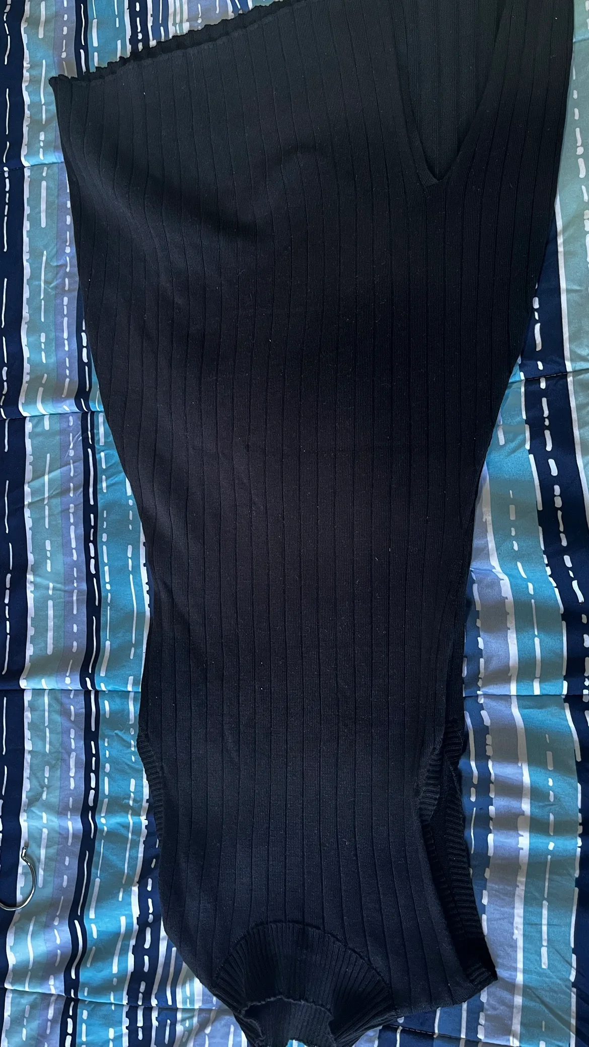 Black Ribbed Sleeveless Dress image indicator(2)