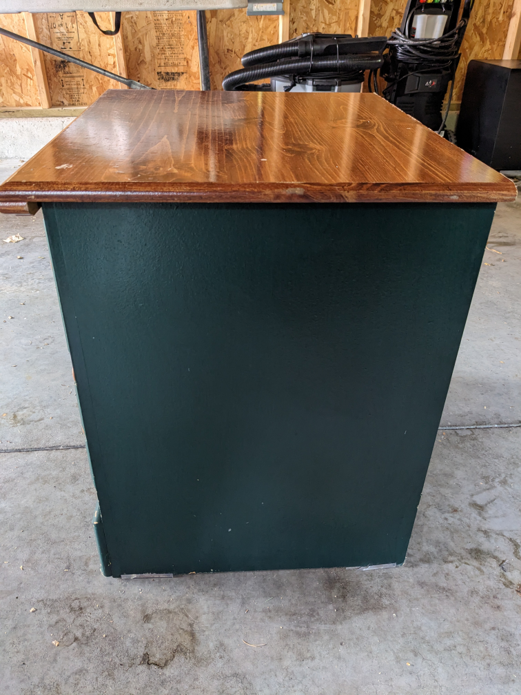 Dark Green Wood Nightstand with 2 Large Drawers - photo 5