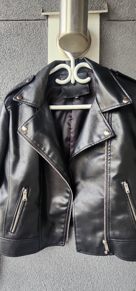 Womens Black Faux Leather Jacket - Size Large - photo 3