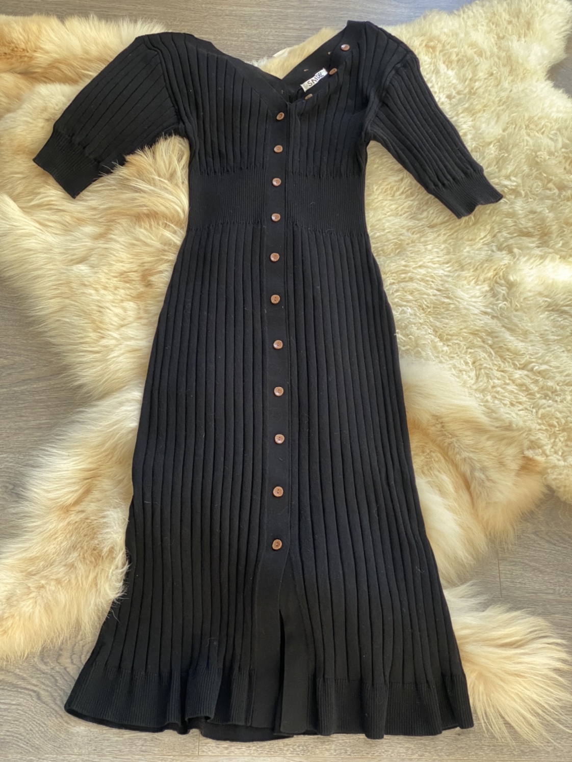 Snidel Black Ribbed Knit Dress