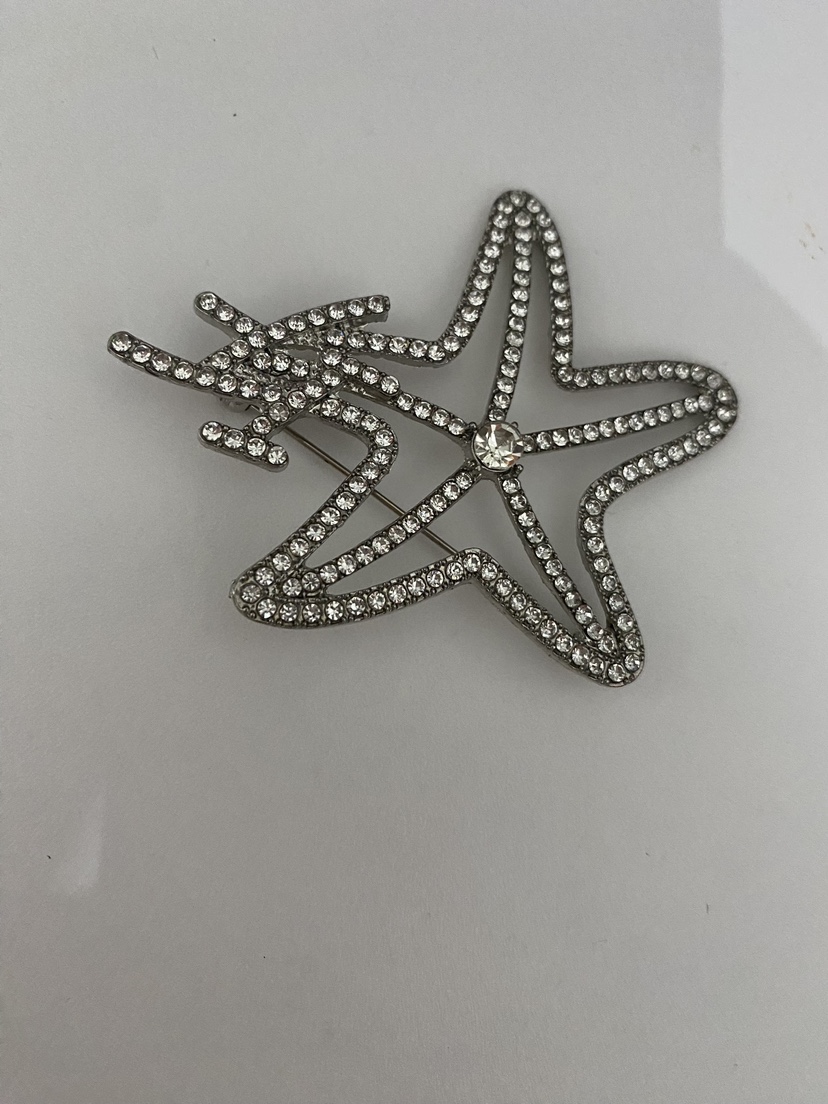 Rhinestone Starfish Brooch