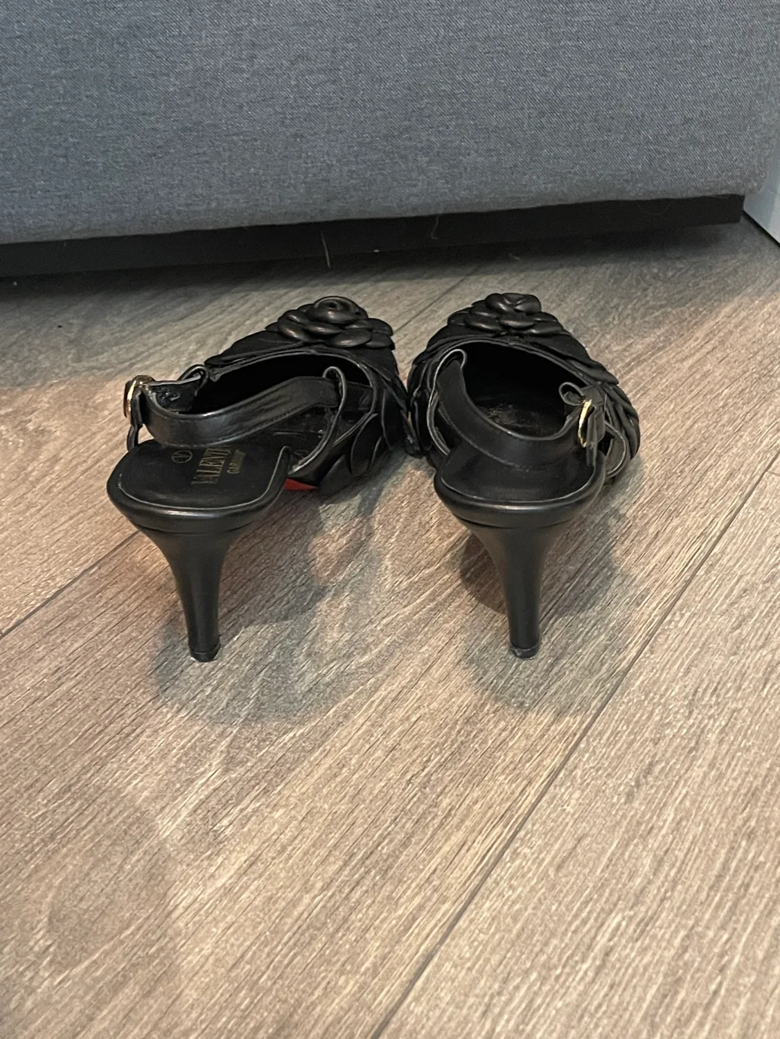 Valentino Garavani Black Leather Slingback Heels image indicator(3)