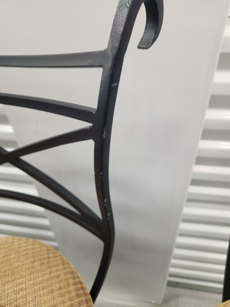 Set of 3 Black Metal Bar Stools with Tan Upholstery - photo 3