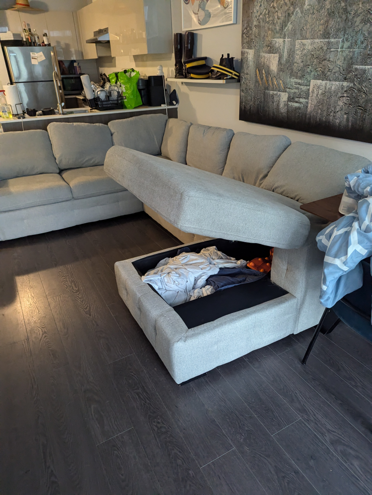 Sectional Couch with Storage Ottoman - photo 3