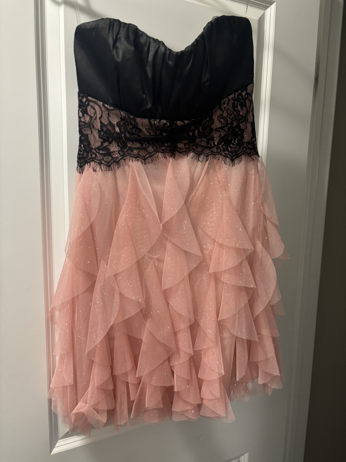 Le chateau Pink and Black Strapless Mini Dress