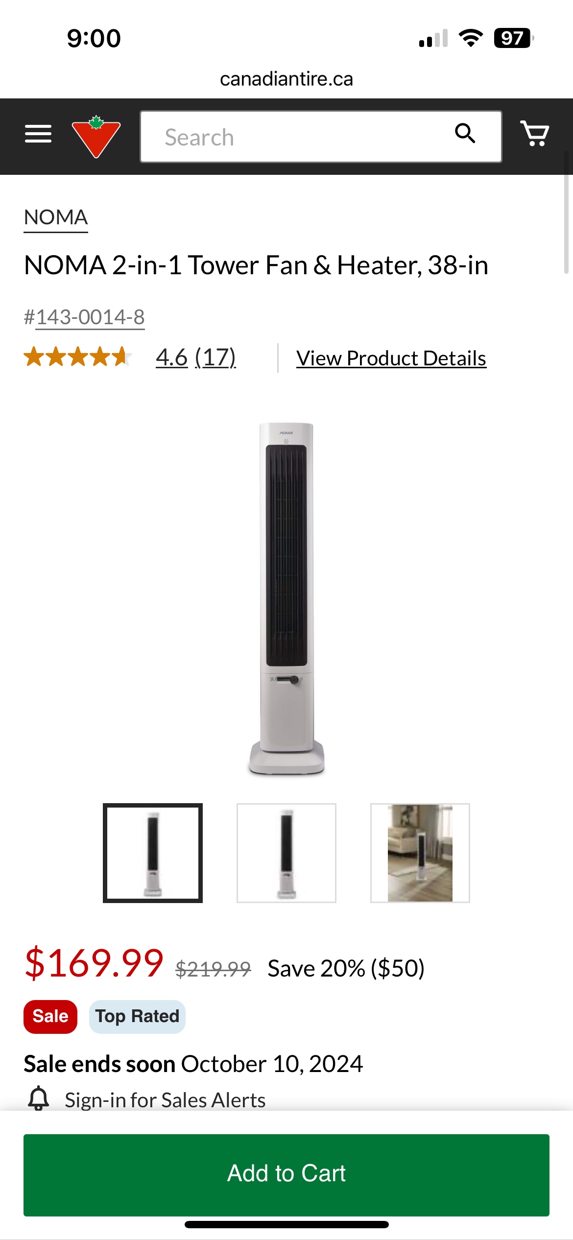 NOMA 2-in-1 Tower Fan & Heater, 38-in - photo 4