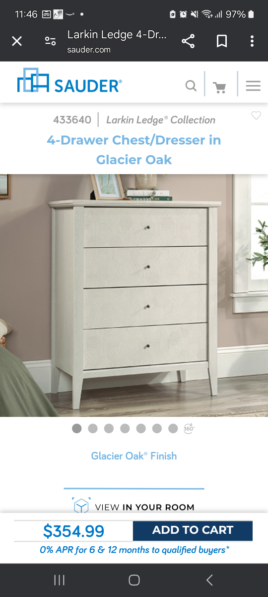 Sauder Larkin Ledge 4-Drawer Chest/Dresser in Glacier Oak