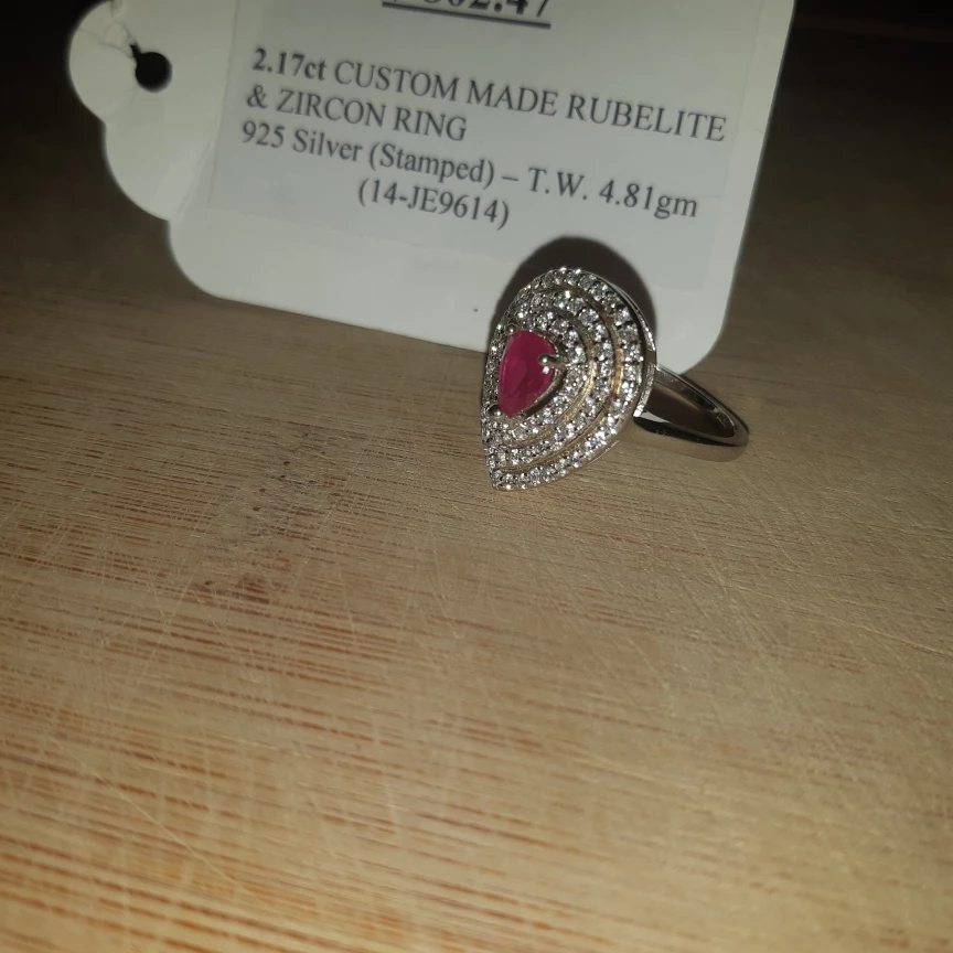 2.17ct Custom Made Rubellite & Zircon Ring - photo 2