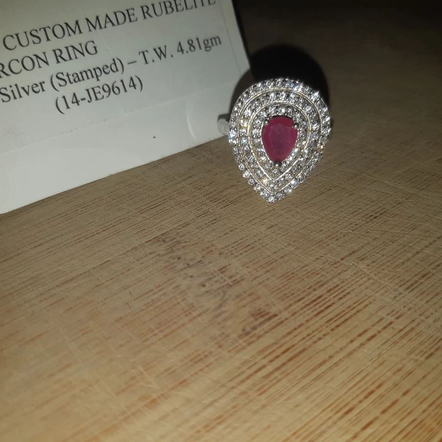 2.17ct Custom Made Rubellite & Zircon Ring - photo 3