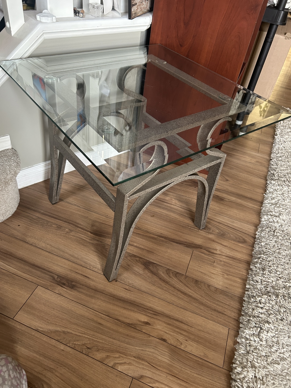 Glass and Metal End Table