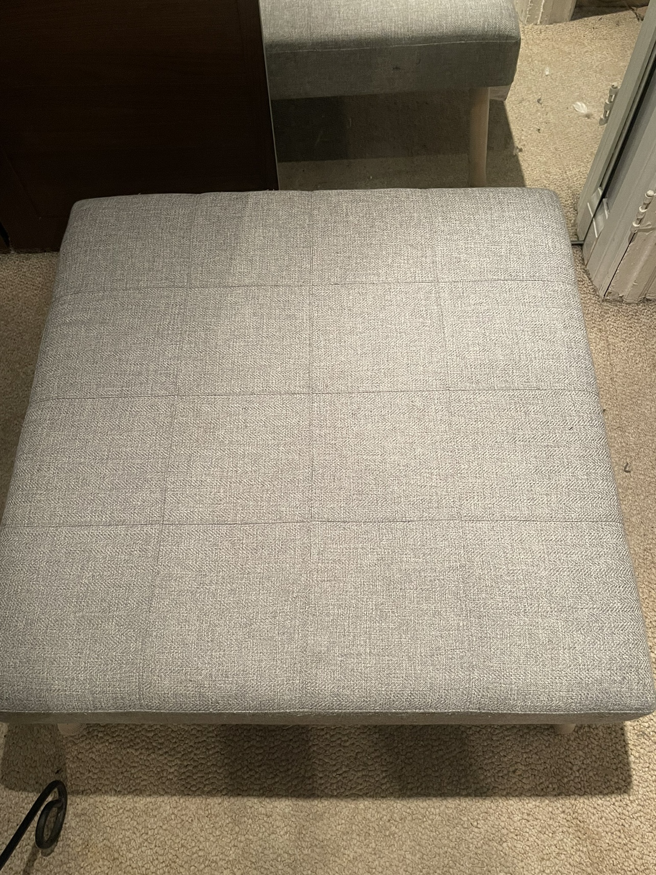 Grey Upholstered Ottoman with Solid Pine Legs from Home Sense - photo 2